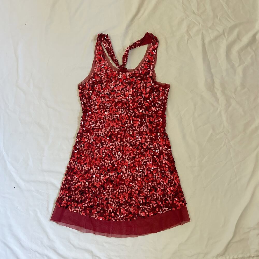 red sequin tunic
